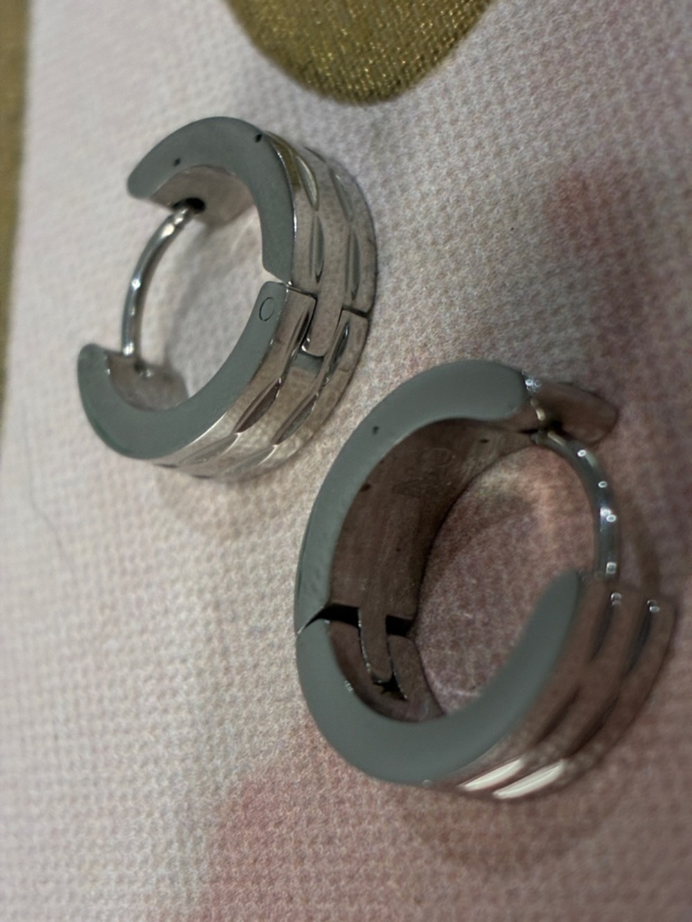 Gray and Silver Huggie Hoop Earrings